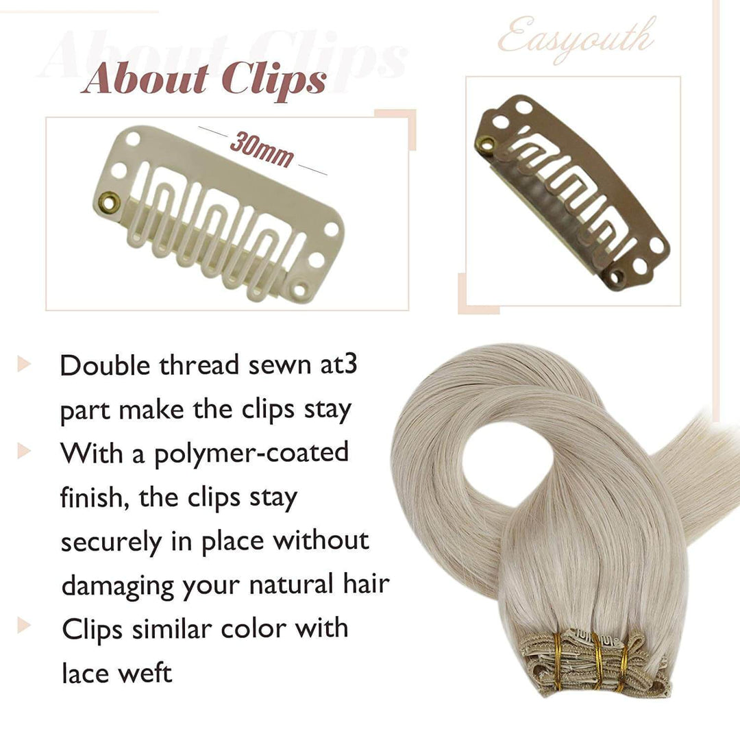 Easyouth Clip in Hair Extensions Real Hair