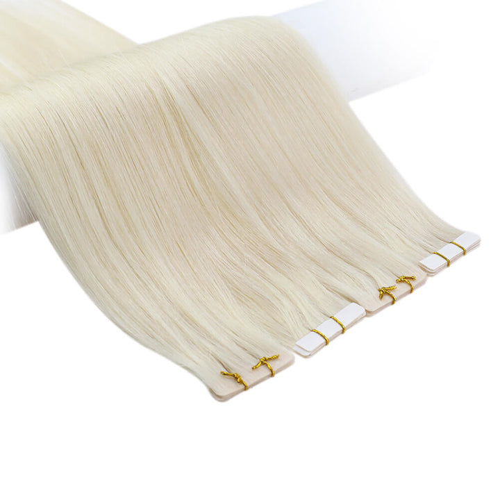 Injection Tape in Hair Extensions Human Hair Platinum Blonde #60