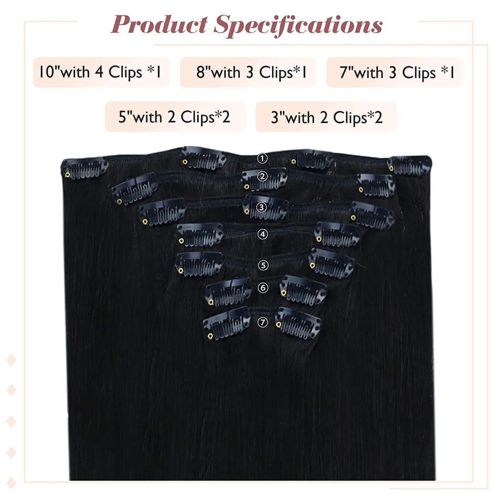 human hair extensions clip in double weft