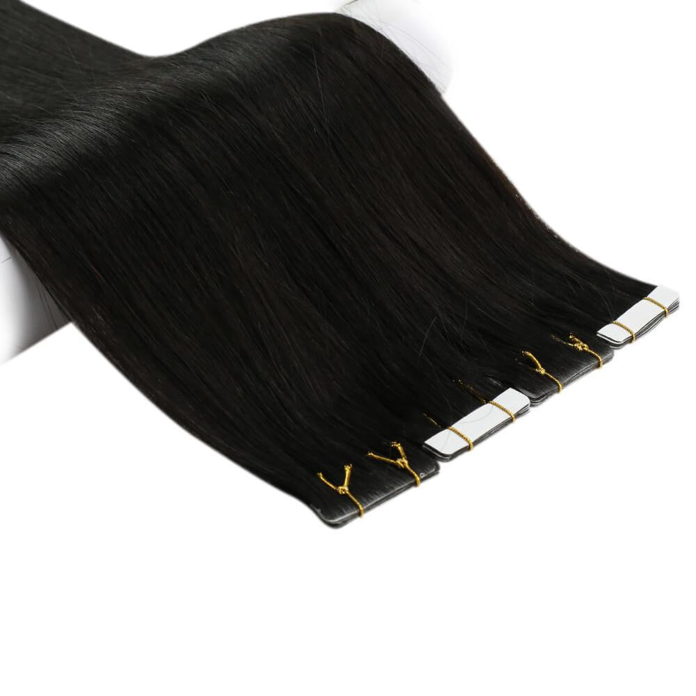 Invisible PU tape hair injection jet black color