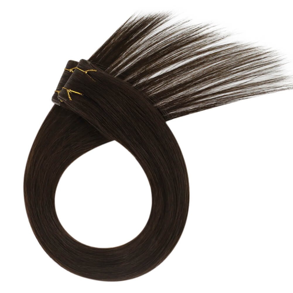 Chocolate Brown Color Solid Hair Extensions Human Hair Natural
