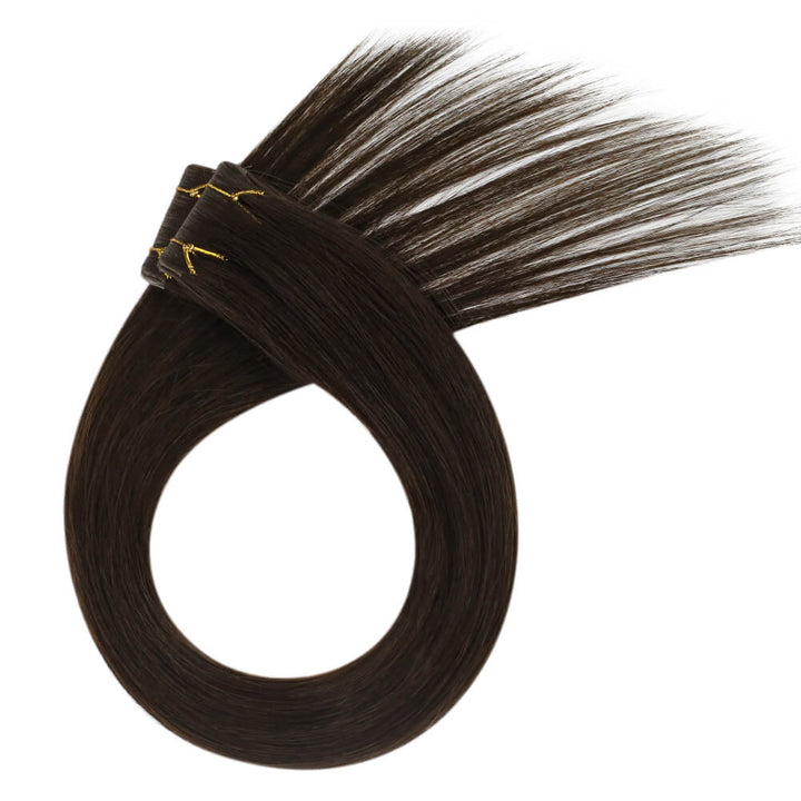 Chocolate Brown Color Solid Hair Extensions Human Hair Natural