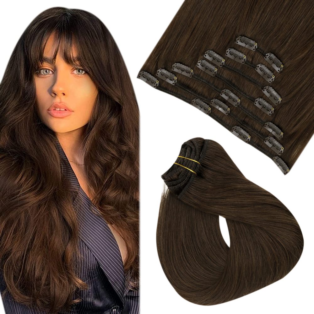 clip in hair extensions dark brown