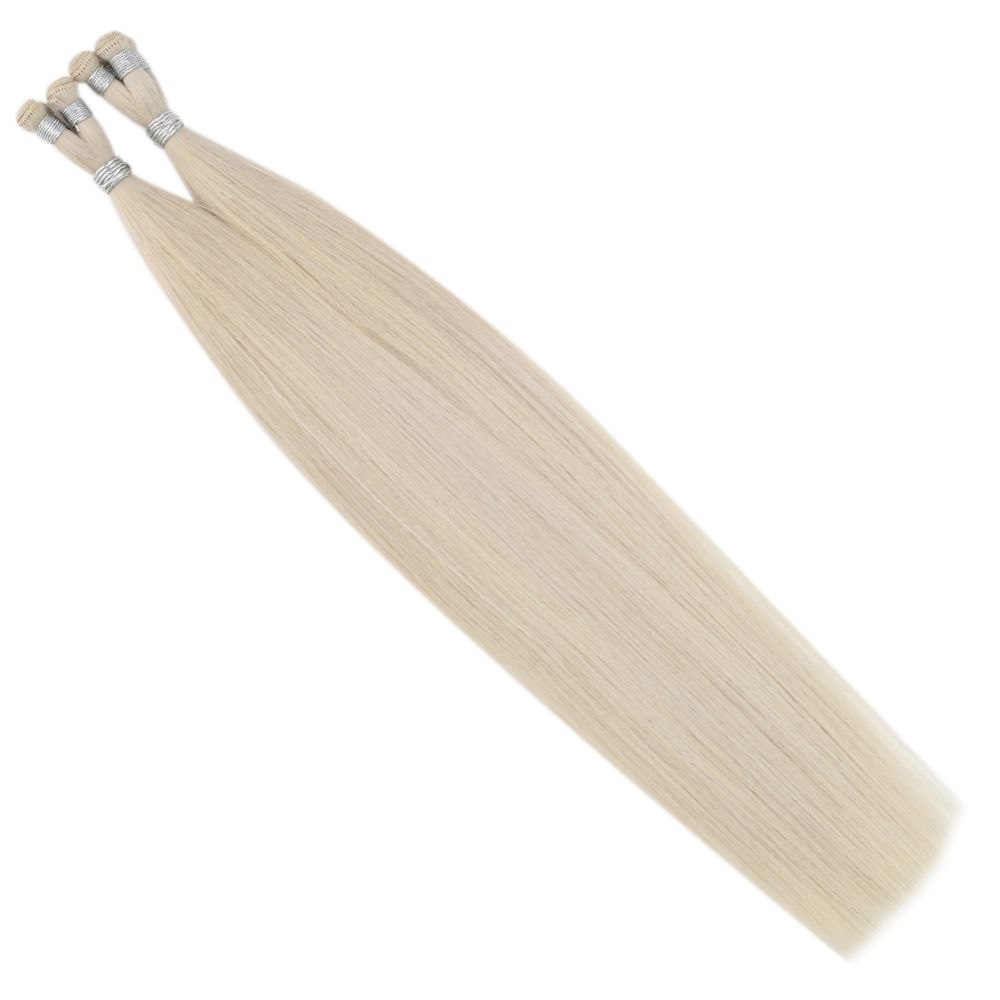 ice blonde hand tied hair weft extensions