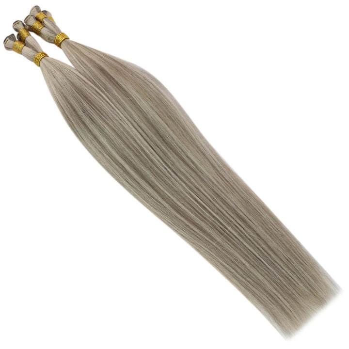hand tied weft human hair extensions blonde seamless weft hair extensions hair extension installation