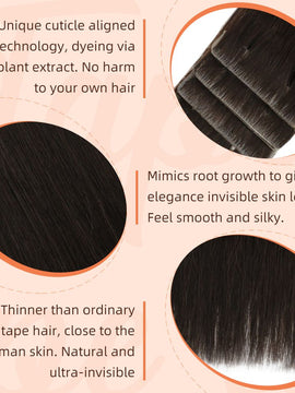100% Healthy Virgin Injection Human Hair Double Side Tape ins Easyouth Hair Dark Brown#2