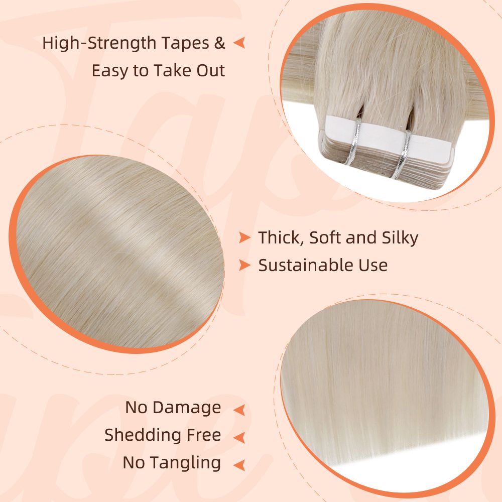 Ice Blonde tape in hair extensions best quality