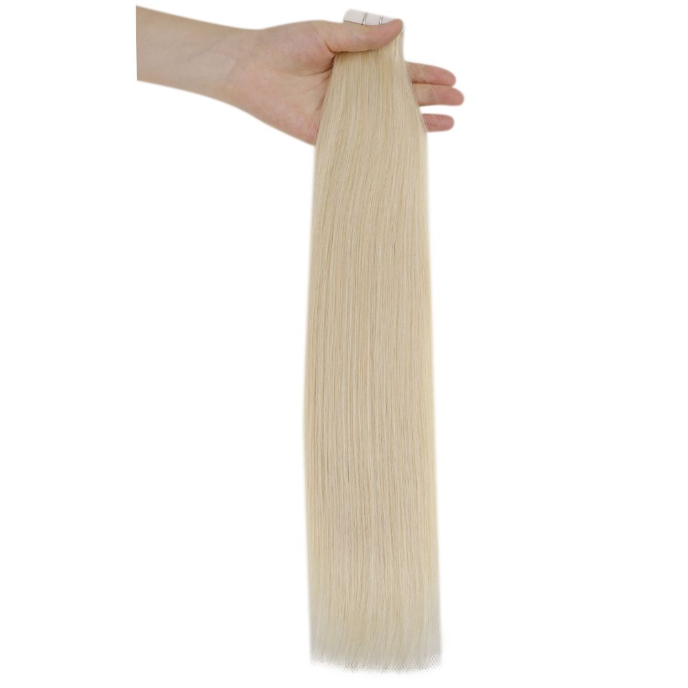 Tape in Hair Extensions Remy Human Hair Platinum Blonde