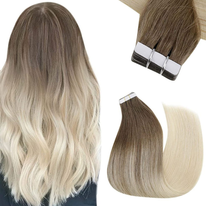 Tape in Hair Extensions Remy Human Hair Balayage Ombre