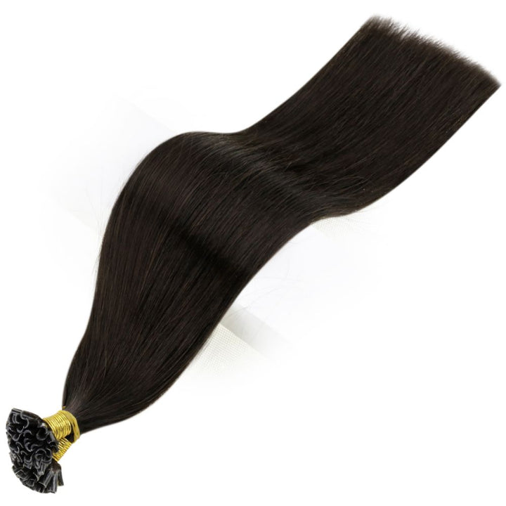 [Final Sale]U Tip Hair Extensions Remy Human Hair Darkest Brown #2