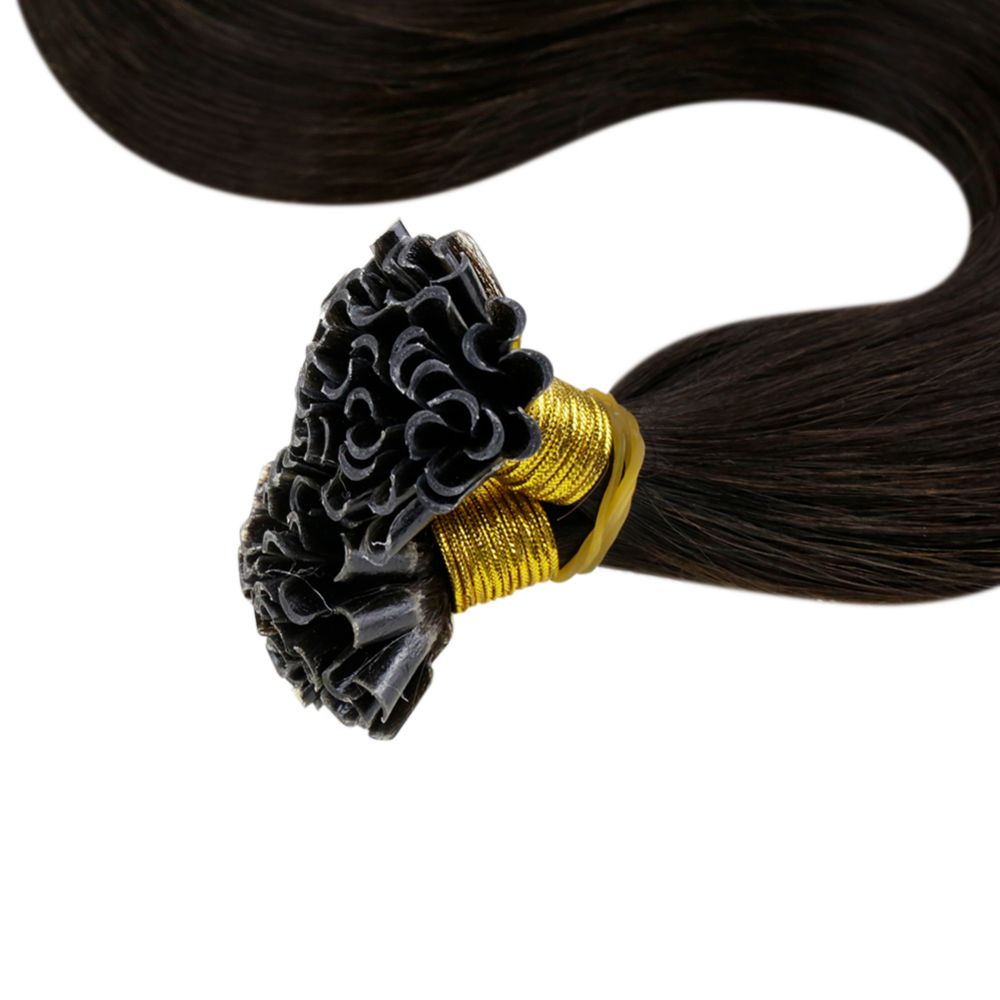 [Final Sale]U Tip Hair Extensions Remy Human Hair Darkest Brown #2