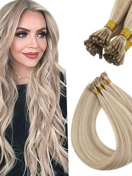 I Tip Human Hair Extensions Virgin Hair Blonde Highlights #18/613 |Easyouth
