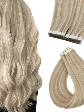 Tape in Extensions Virgin Human Hair Blonde Highlights #18/613 |Easyouth