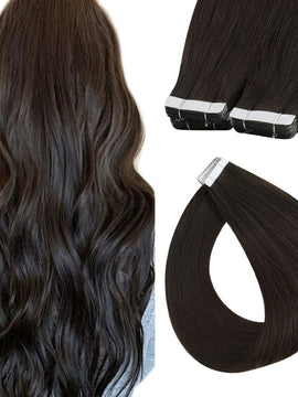 Tape in Extensions Virgin Human Hair Darkest Brown #2 |Easyouth
