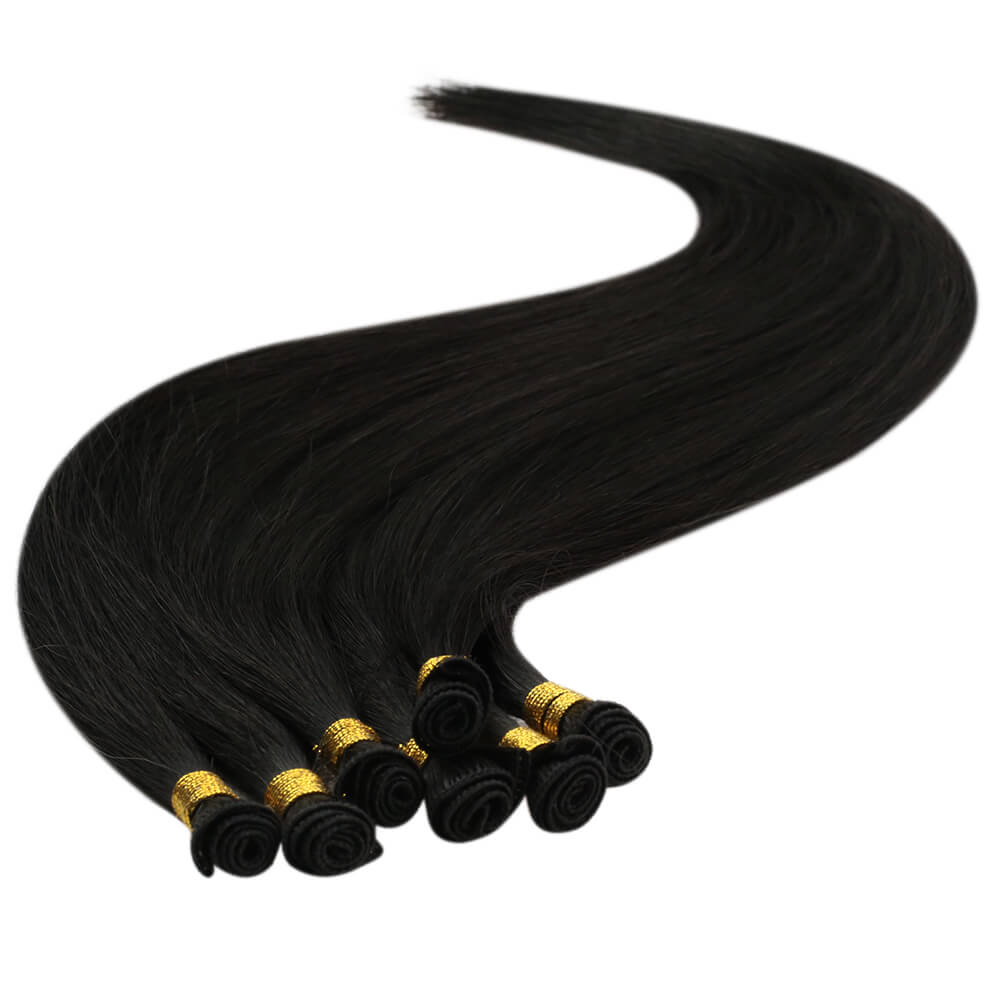 hand-tied hair weft high quality virgin hair
