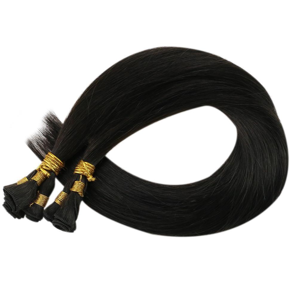 jet black hair weft bundles handmade sew in hair
