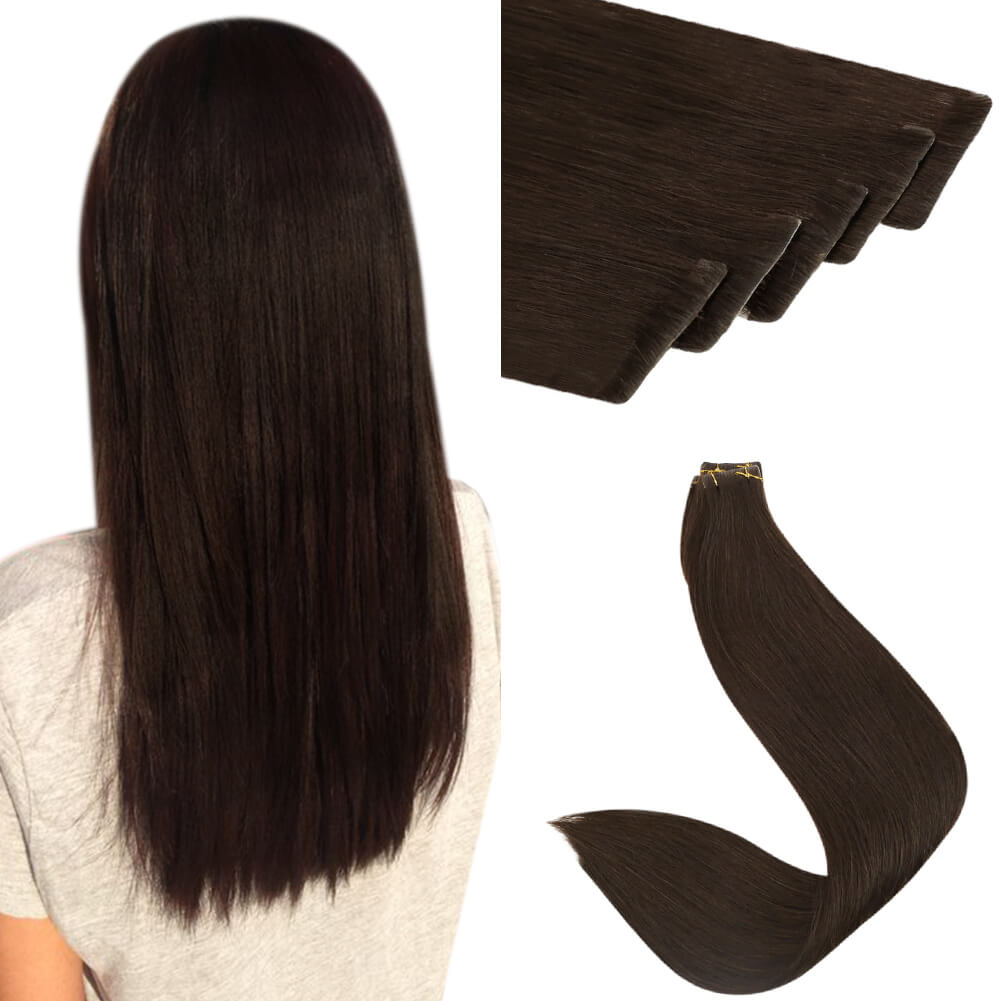 medium brown injection tape in hair extensions virgin hair