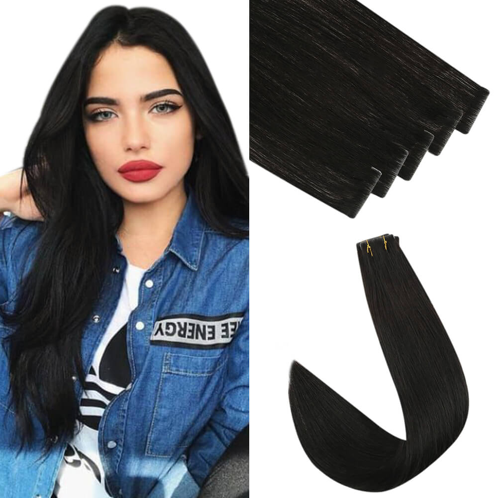 off black hair extensions tape in human hair