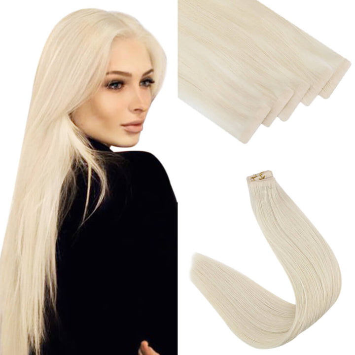 platinum blonde hair extensions tape in virgin hair