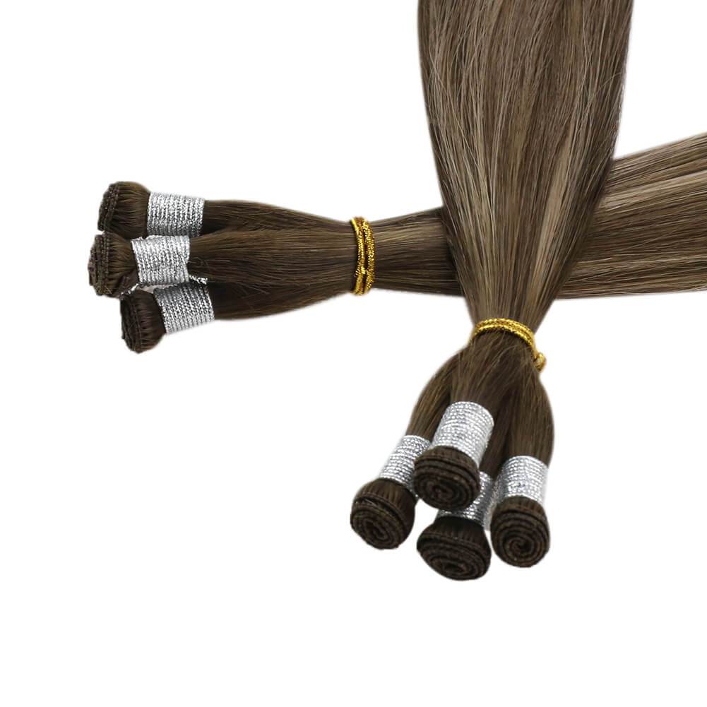 premium human hair hand tied hair weft full cuticles