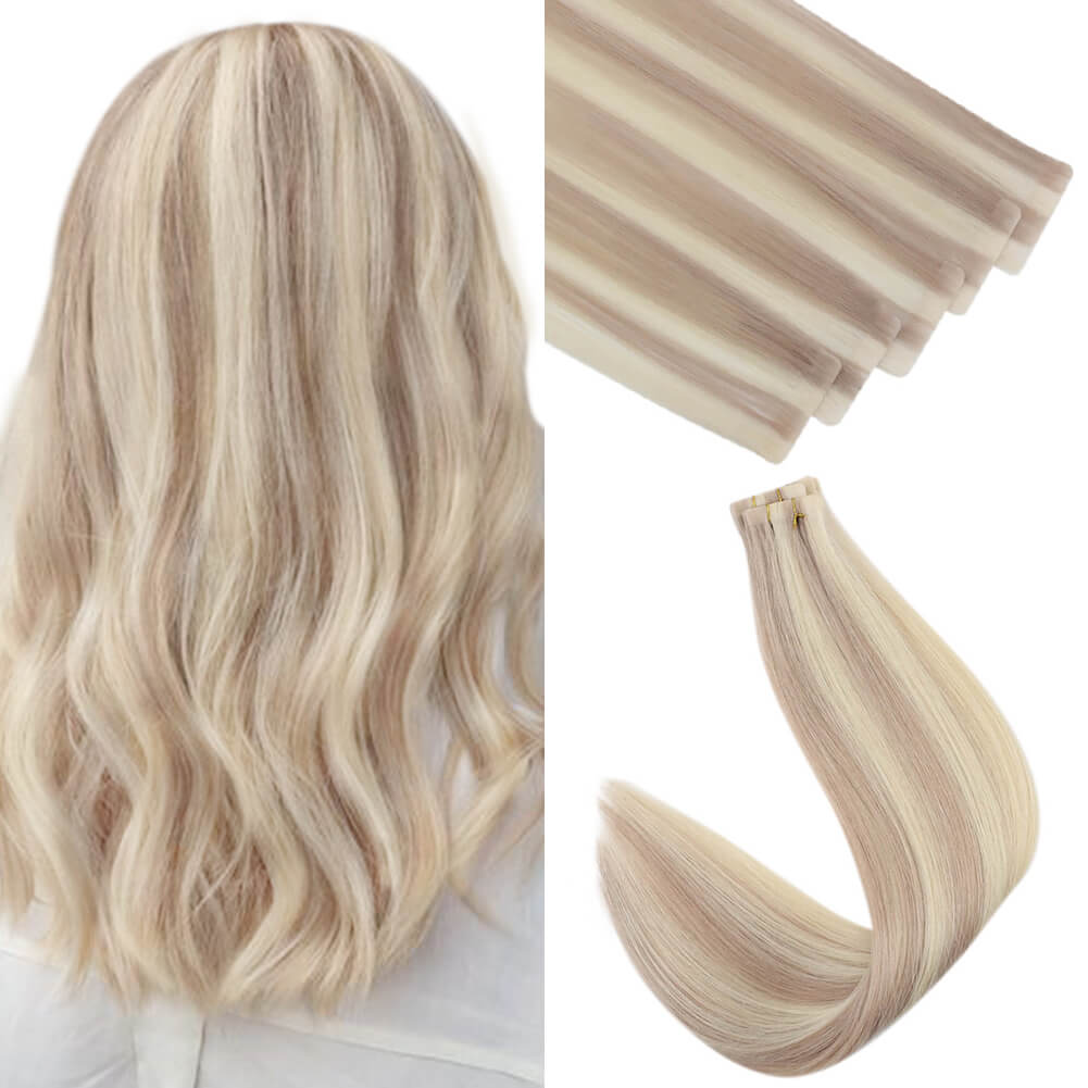 seamlessinjectiontape in hair extensions blonde highlight