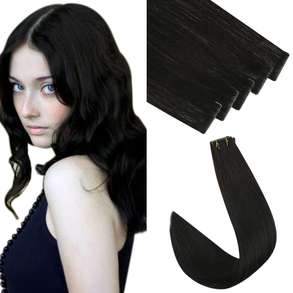 seamless injection tape in hair extensions jet black