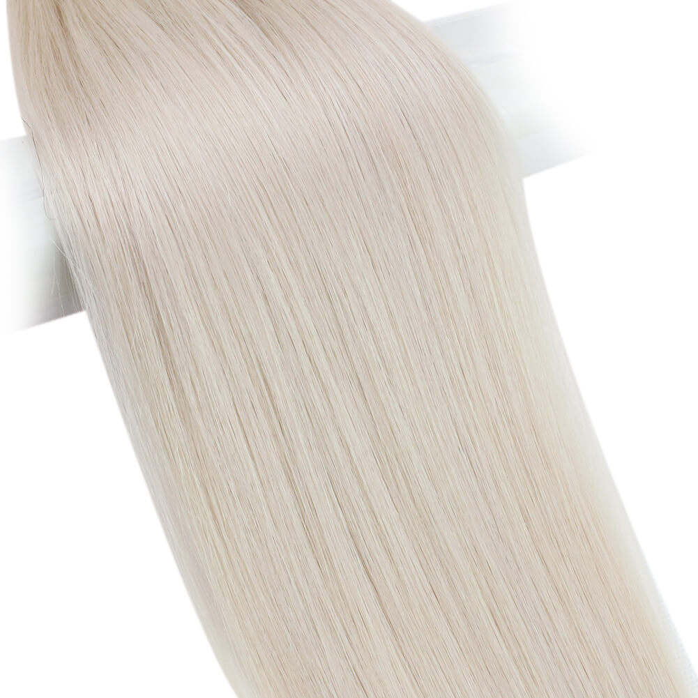 white blonde handtied weft virgin hair