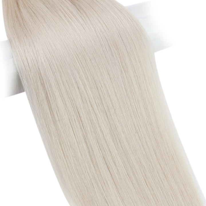 white blonde handtied weft virgin hair